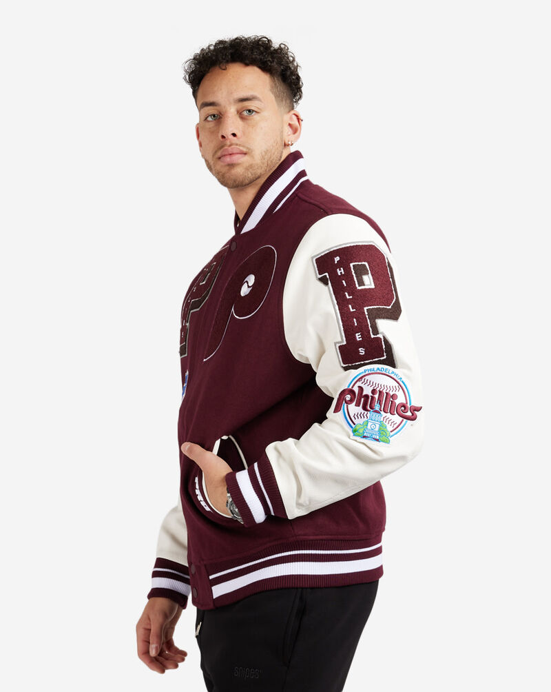 Pro Standard Philadelphia Phillies Mash Up Logo Varsity Jacket LPH633424-WNW Red 2