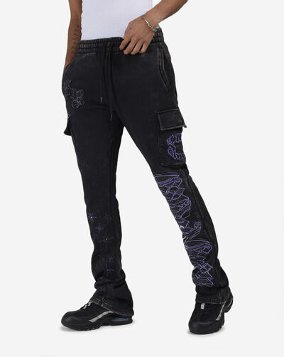 Rhinestone Dystopia Stacked Fleece Pants 