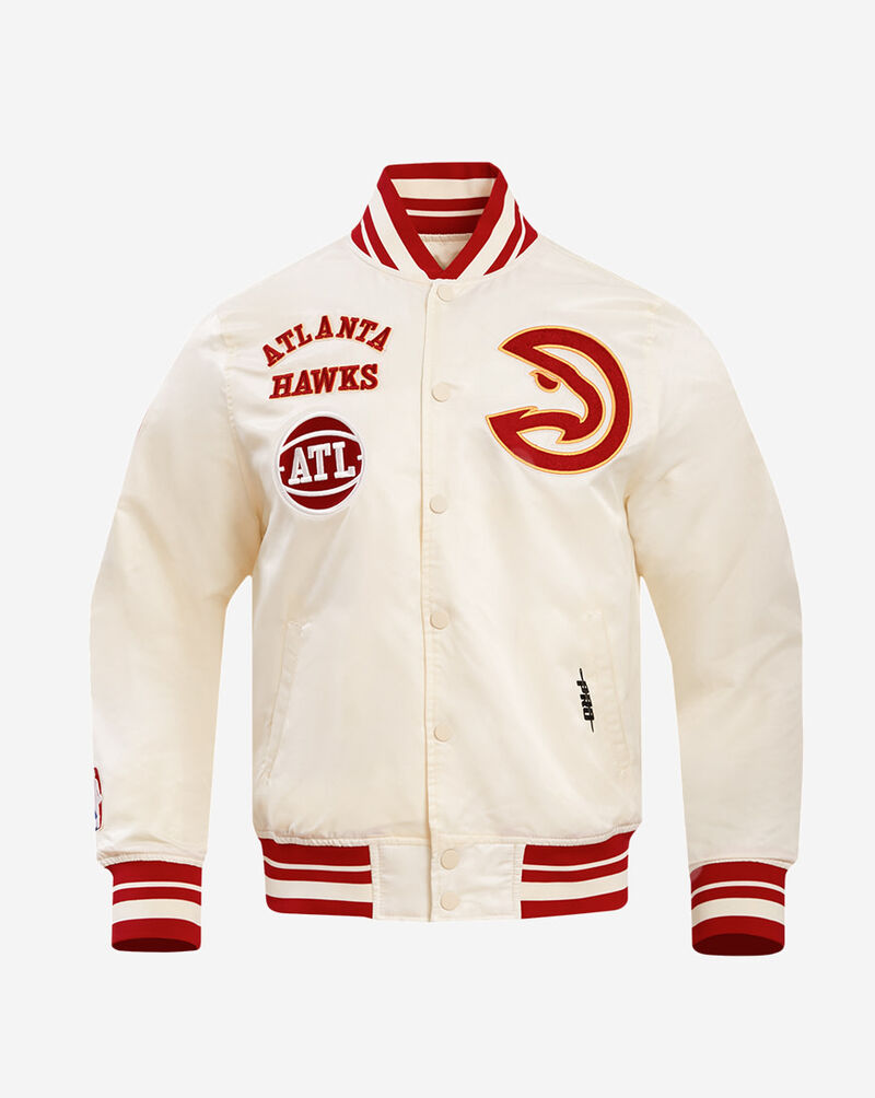 PRO STANDARD Atlanta Hawks Retro Classic Rib Satin Jacket BAH656083-ERD cream 1
