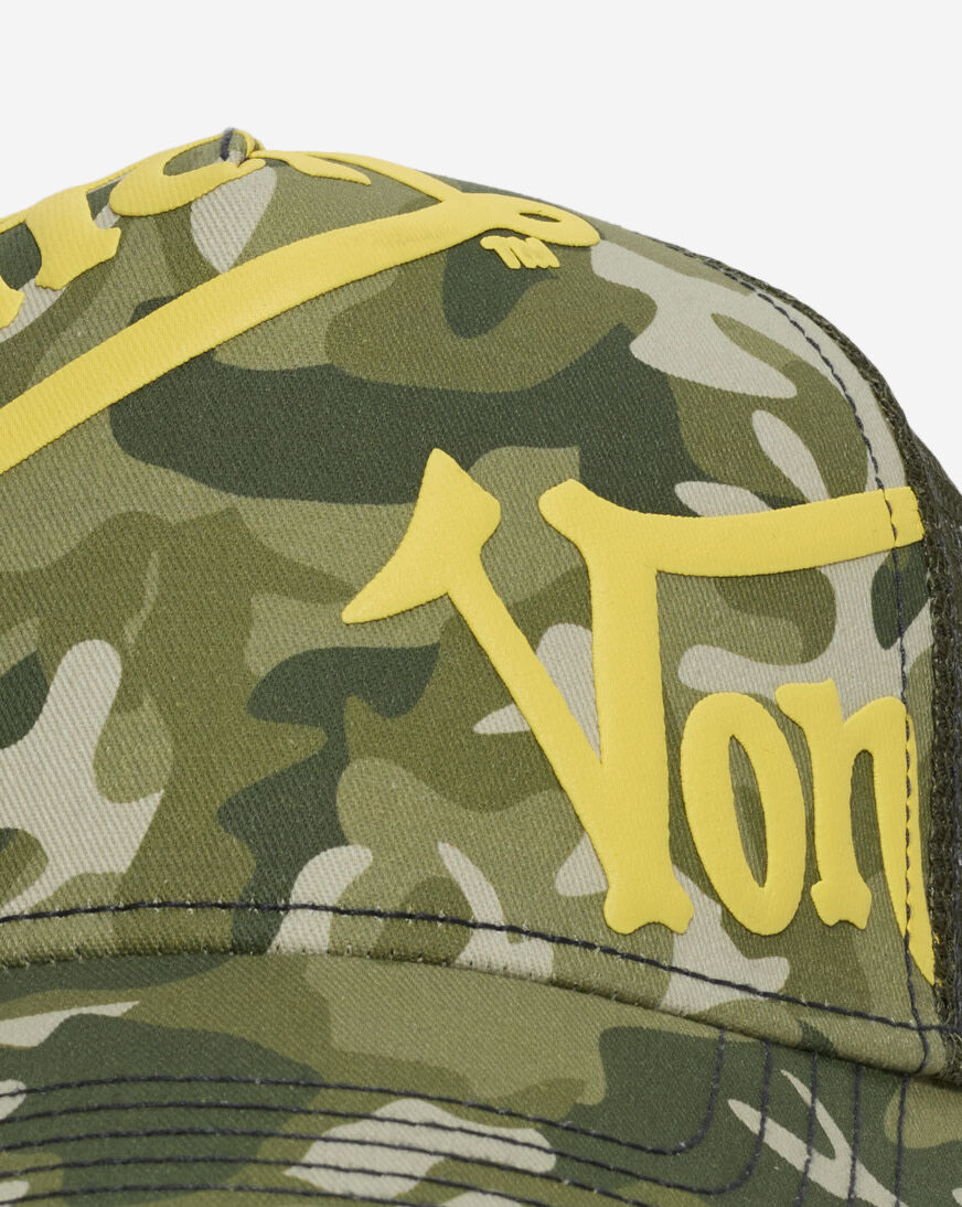 Shop Von Dutch Camo Trucker Hat VDHH0034-OLIVE-CANVAS green