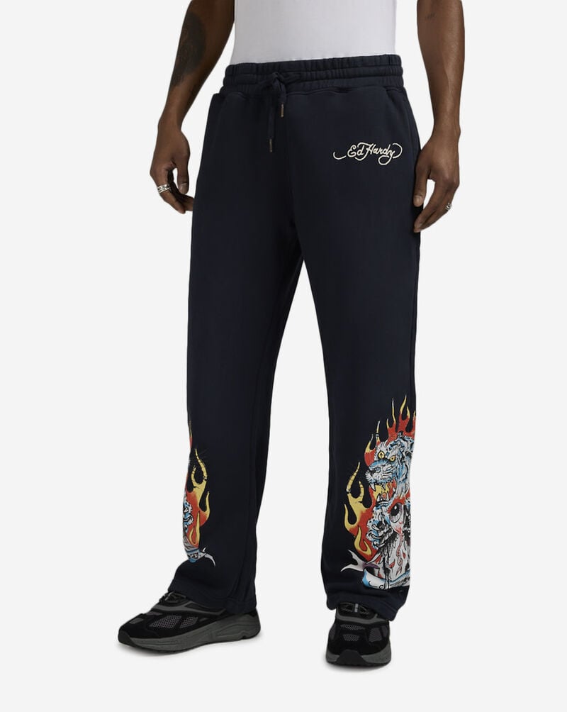 Ed Hardy Tiger Flame Fleece Pants EHM80082-NVY Blue 1