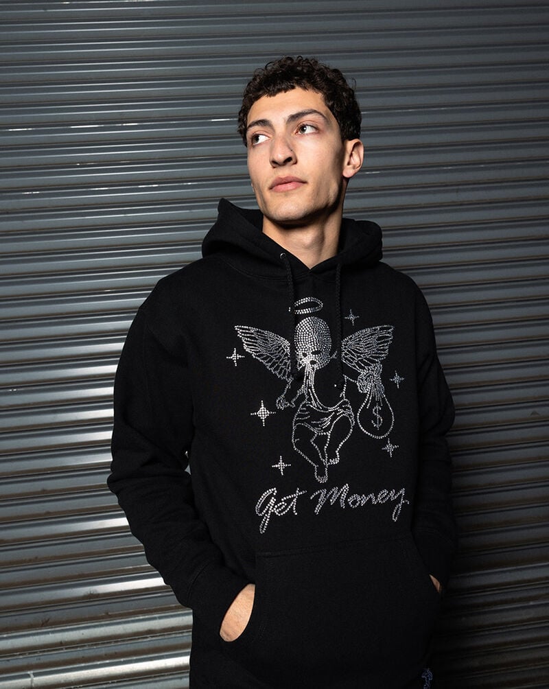 Hasta Muerte Get Money Rhinestone Hoodie HMANGLSTNEHD-BLK Black 4