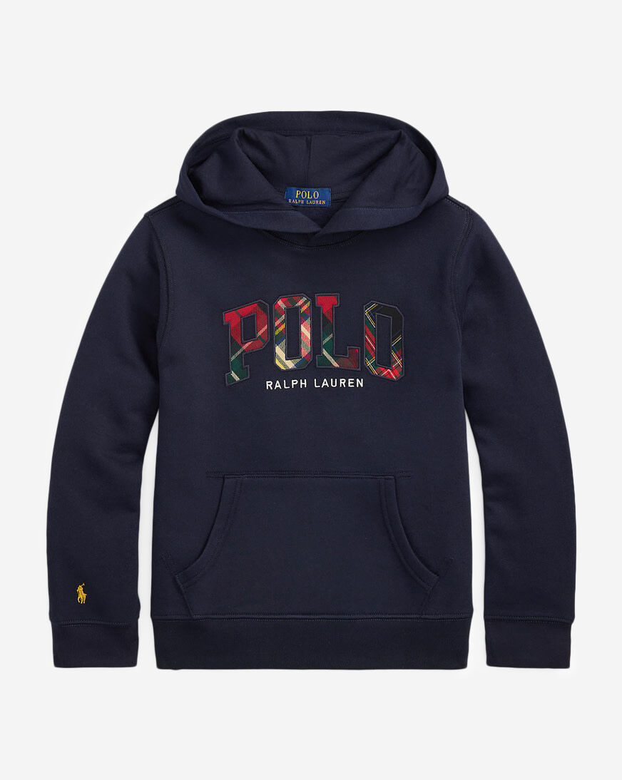 Shop Polo Ralph Lauren Kids' Plaid-Logo Fleece Hoodie