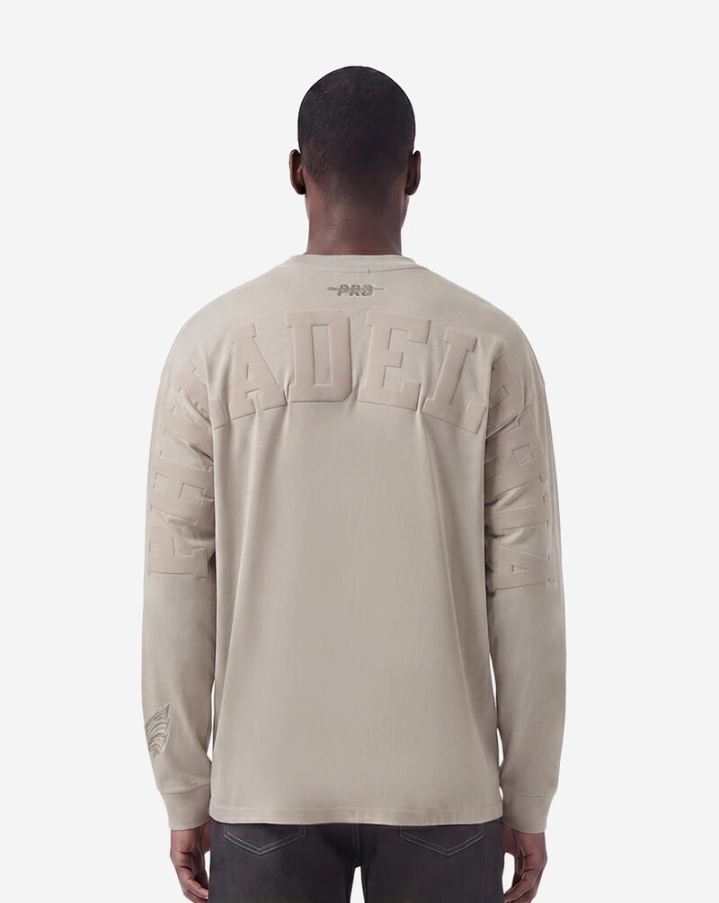PRO STANDARD Philadelphia Eagles Wingspam Drop Shoulder Long Sleeve Tee FPE2410495-TAU Beige 3