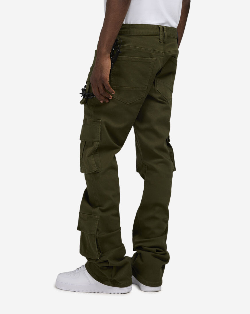 Shop Smoke Rise Stacked Flare Twill Pants JP25632SNZ-OLV green