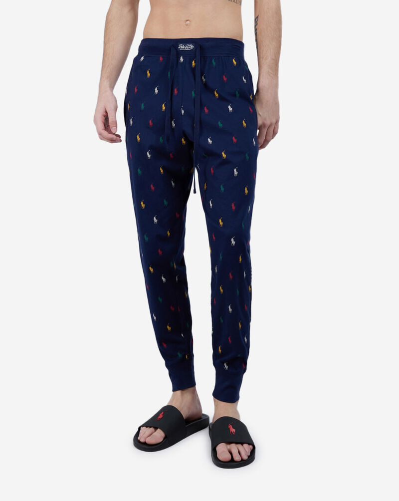 Shop Polo Ralph Lauren Ribbed All Over Print Joggers PK79RL-ABNQ blue ...