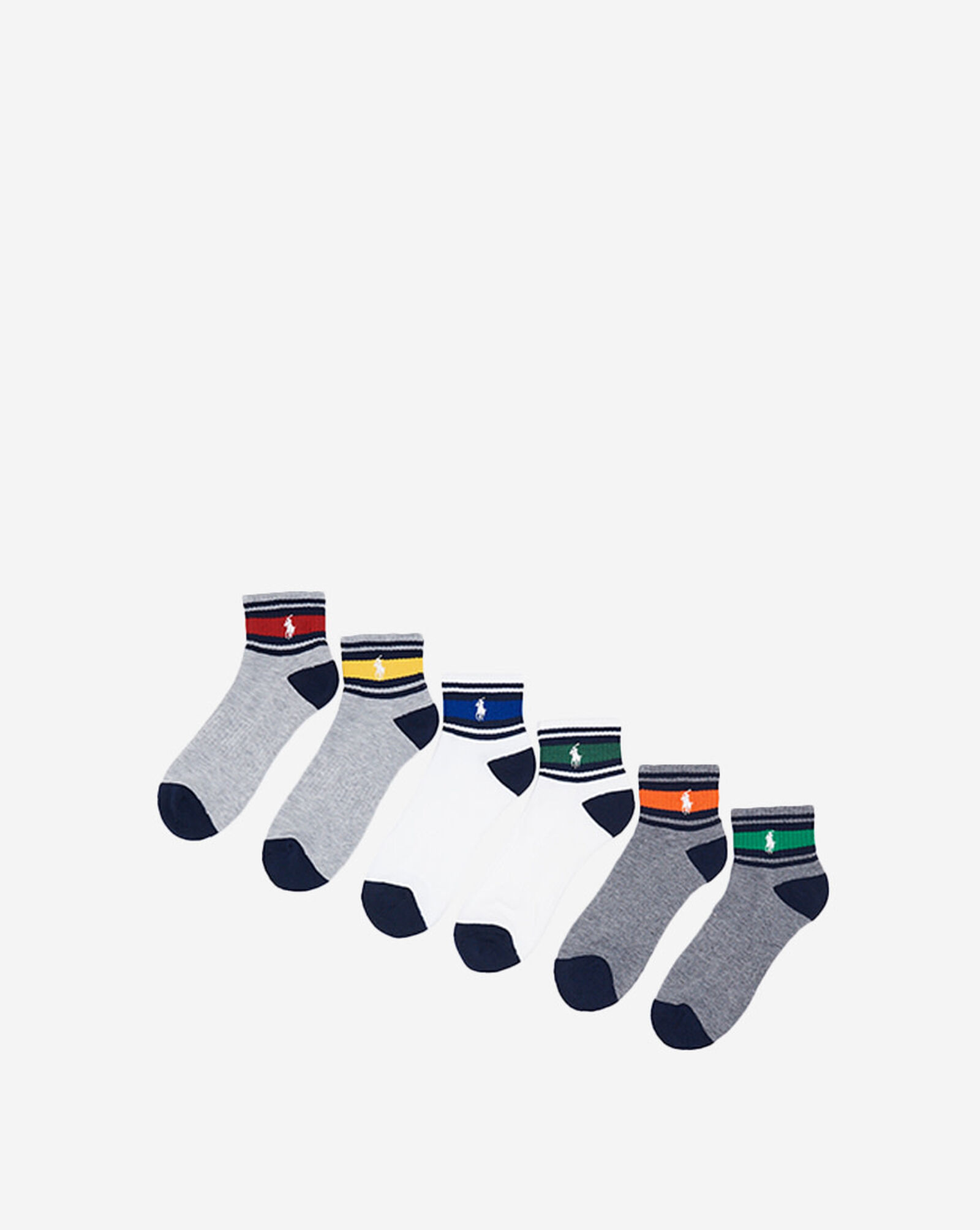 Shop Polo Ralph Lauren Multi Stripe Quarter Socks 6 Pack 824452PK2072