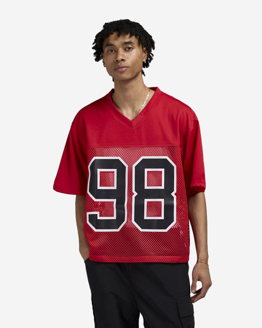 Shop Hudson Winner Circle Cropped Mesh Tee E1134566-RED red