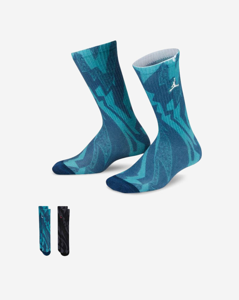 Jordan Print 2PK Crew Socks BJ0533-U41 Blue 1
