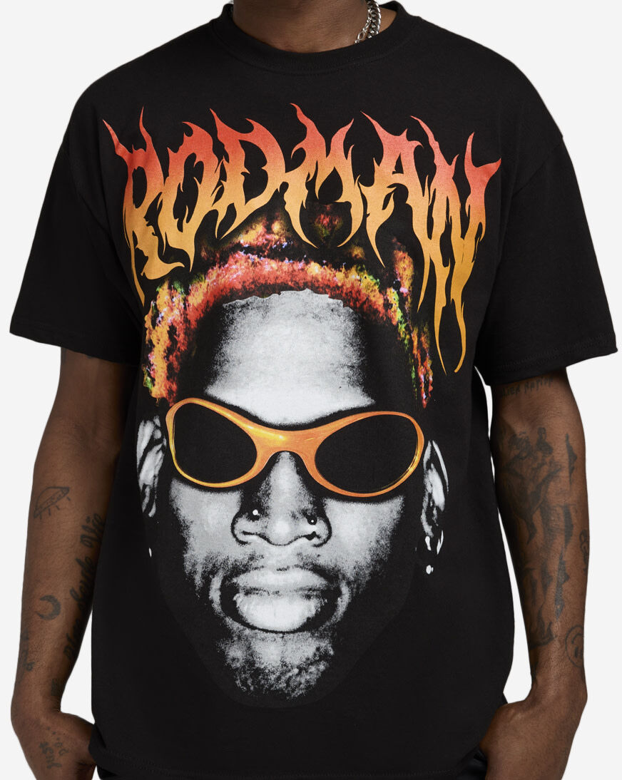 Shop Graphic Tees Rodman Face Fire Tee DER1220XX black