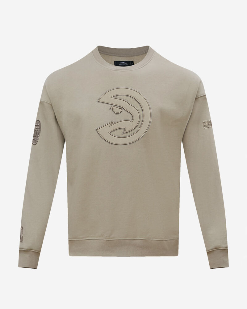 PRO STANDARD Atlanta Hawks Neutral Drop Shoulder Fleece Crewneck BAH558169-TAU Beige 1
