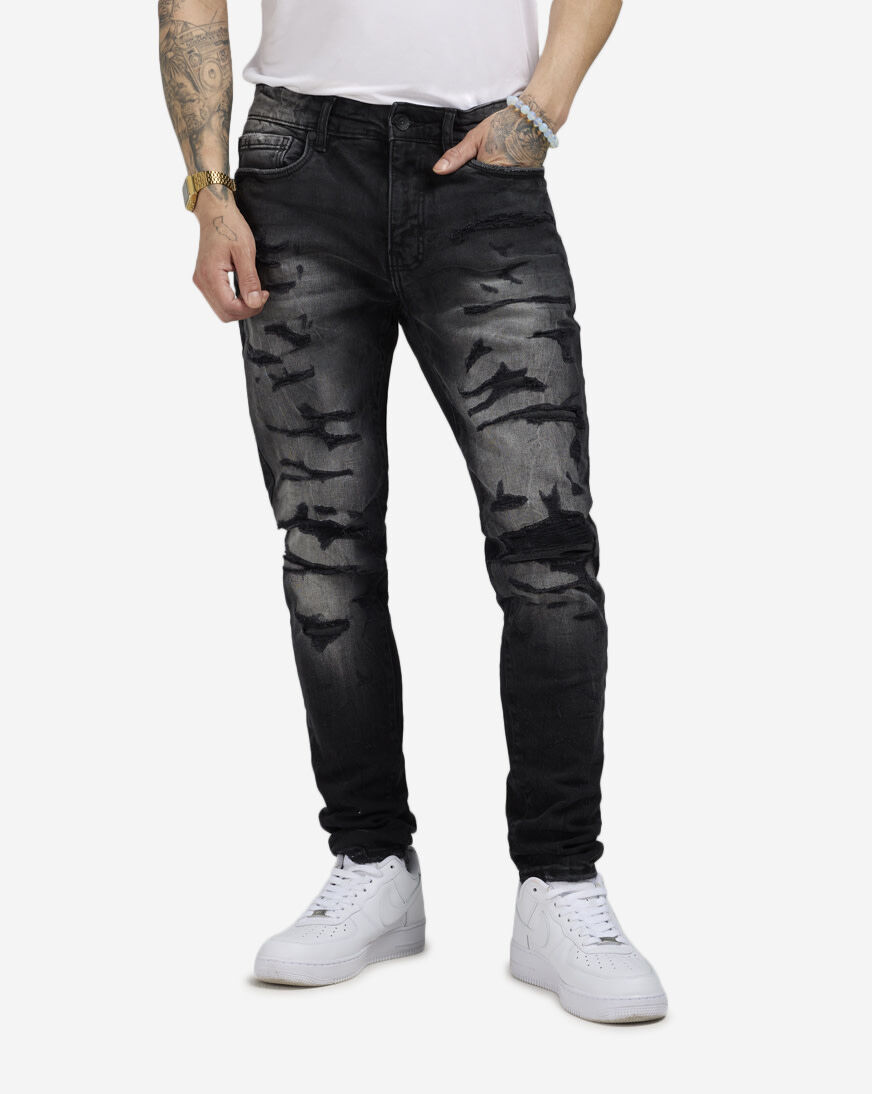Shop Jordan Craig 5 Pkt Rip Repair Jeans JS3208-BLK black | SNIPES USA