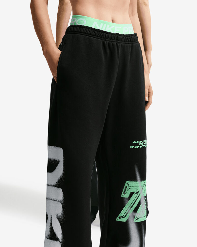 Nike Studio Fleece Medium Weight Oversized High-Rise Straight-Leg Graphic Pants IV4956-001 Black 3