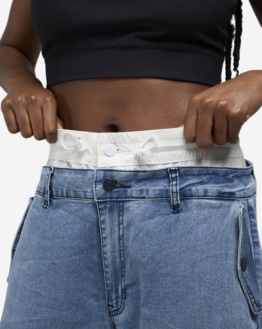 Shop Vibrant Cargo Double Waist Denim XPT391 blue | SNIPES USA
