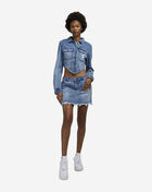 OG Old English Crop Corset Washed Denim Jacket