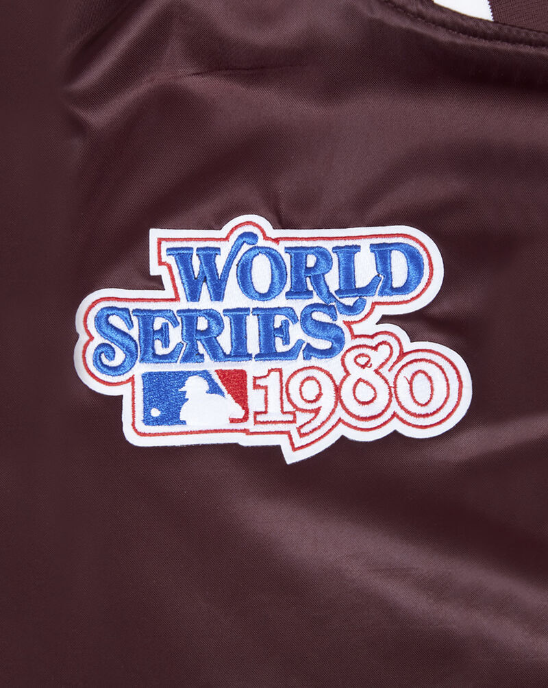 PRO STANDARD Philadelphia Phillies Retro Mash Up Rib Satin Jacket LPHU34515-WNE Red 4