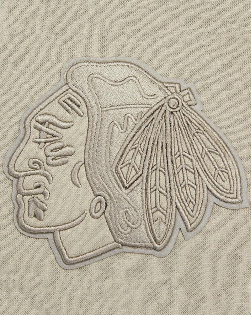 PRO STANDARD Chicago Blackhawks Neutral Drop Shoulder Fleece Pullover Hoodie HCB560984-TAU Beige 2