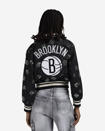 Brooklyn Nets Denim Sequin Bomber