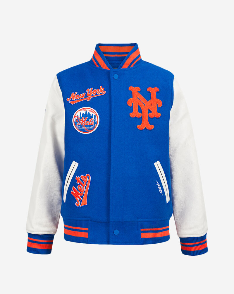 PRO STANDARD Big Boys' New York Mets Retro Classic Rib Wool Varsity Jacket LNMB7315079-ROR Blue 1