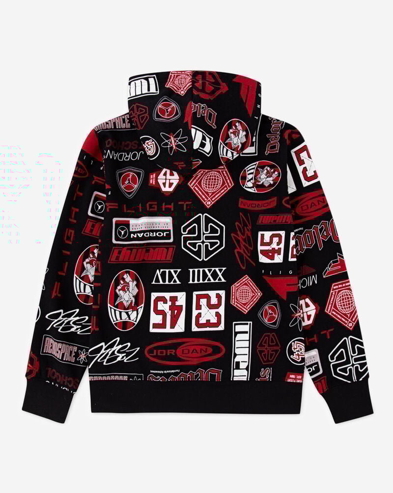 Jordan Big Kids' AOP Fleece Pullover Hoodie 95D601-023 Black 3