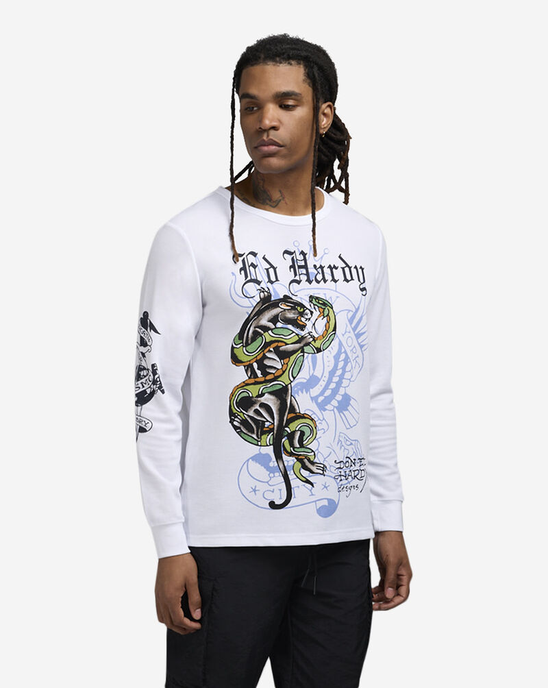 Ed Hardy Panther Snake Longsleeve Thermal Tee  EHMT1401-6D-WHT White 1