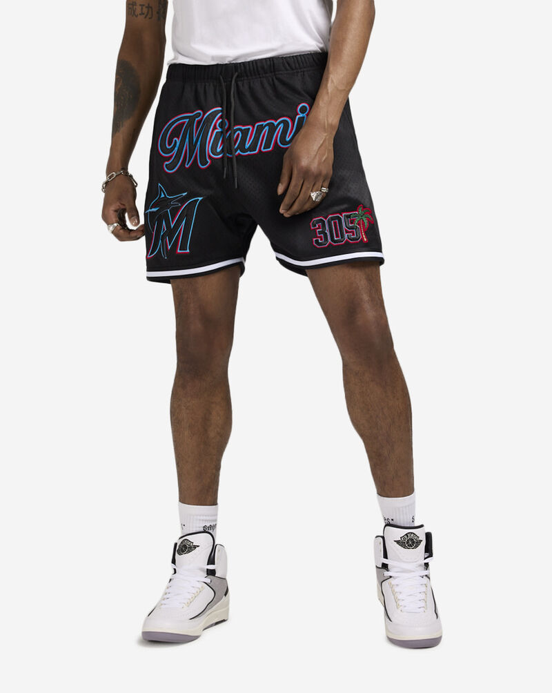 PRO STANDARD Florida Marlins Area Code Mesh Shorts LMM3314785-BLK Black 1