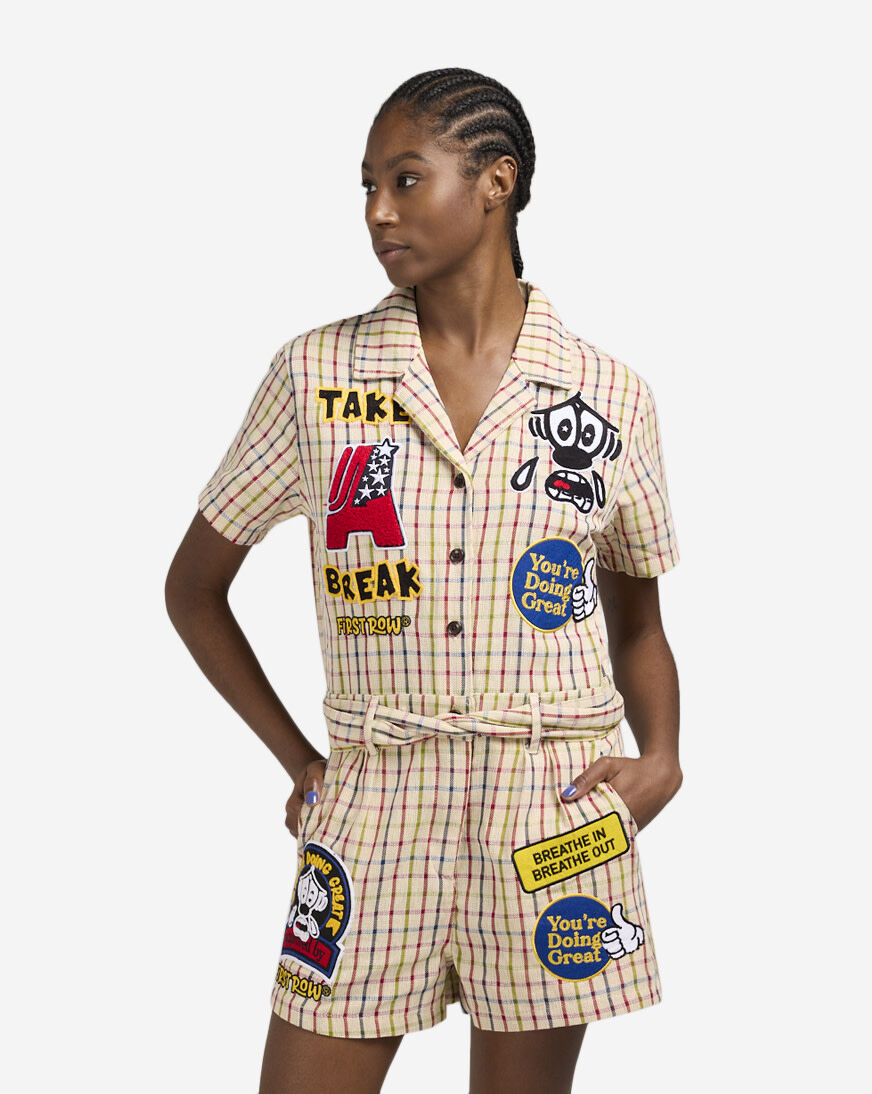 Shop First Row Woven Romper FRLD0004S beige | SNIPES USA