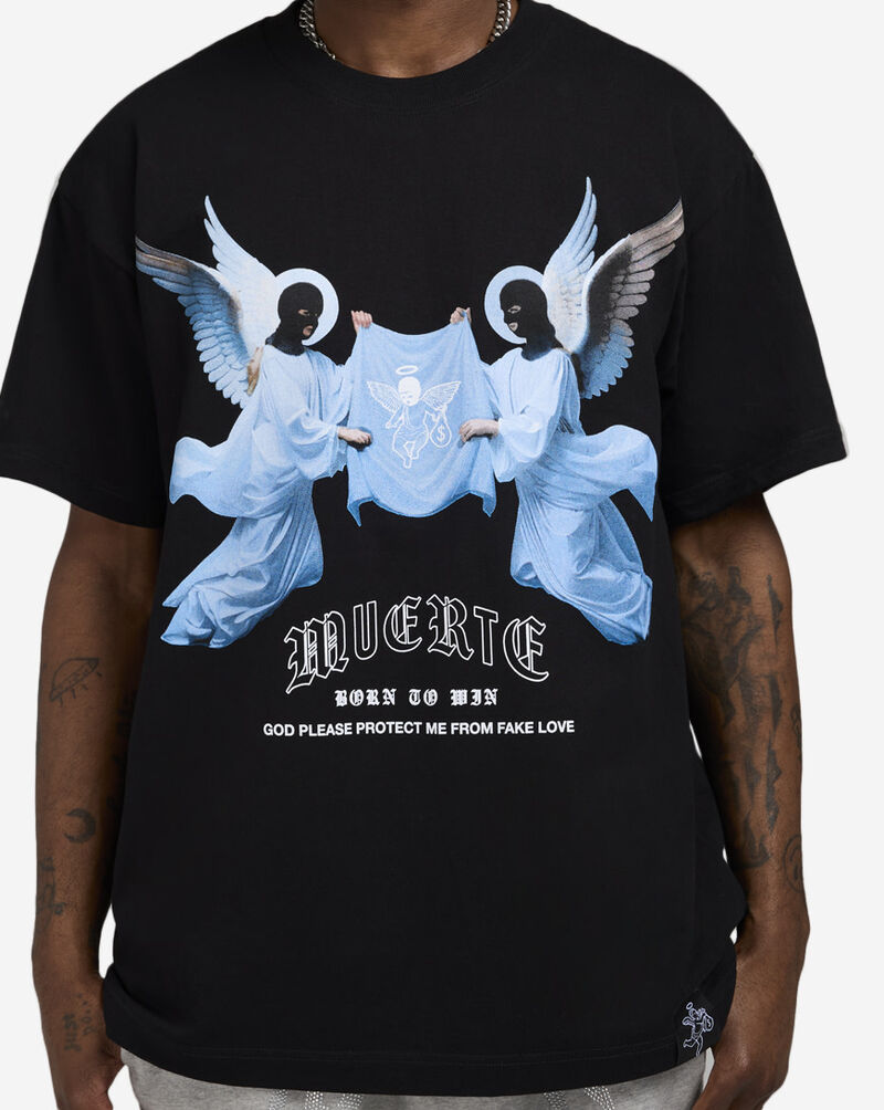 Hasta Muerte HM Angel Cloth Flag Tee HMANGLCLTHWINGS-BLK Black 3