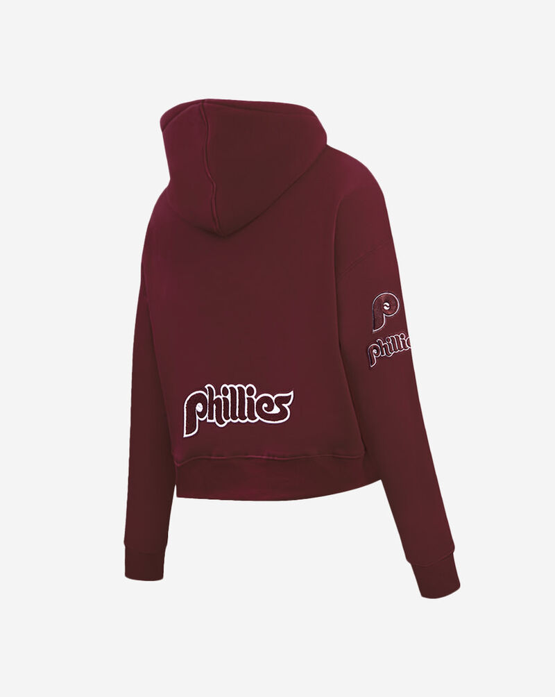 PRO STANDARD Philadelphia Phillies Classic Fleece Cropped Pull Over Hoodie LPHC34590-WNE Red 3