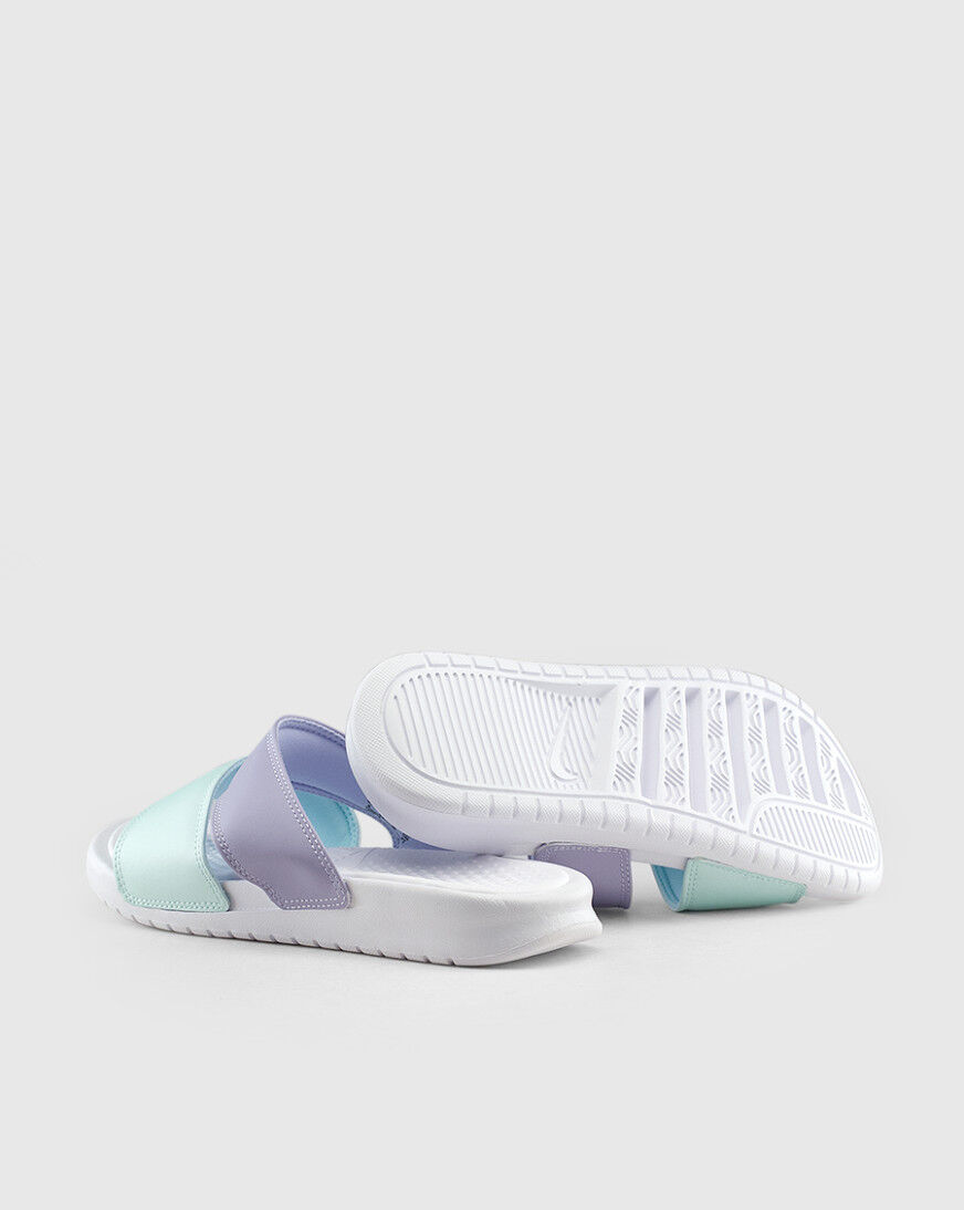 purple nike benassi slides