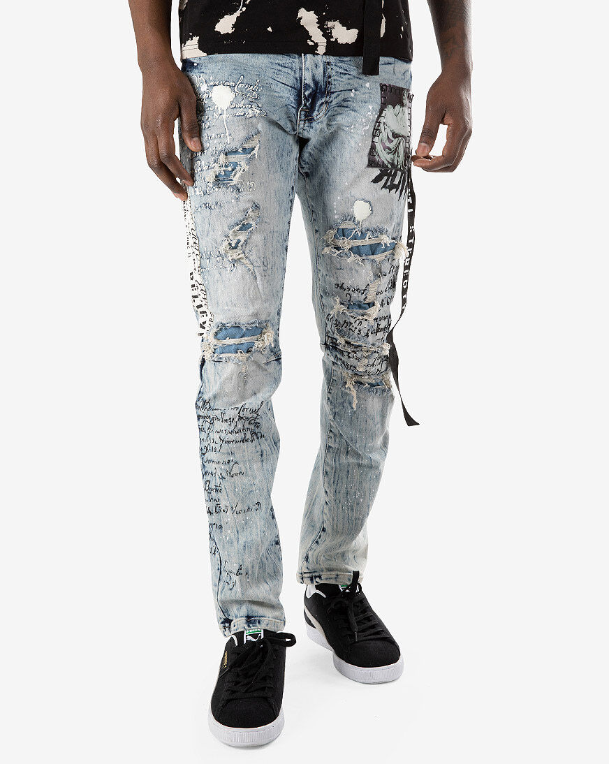 Smoke Rise Collage Patch Jeans Mens 