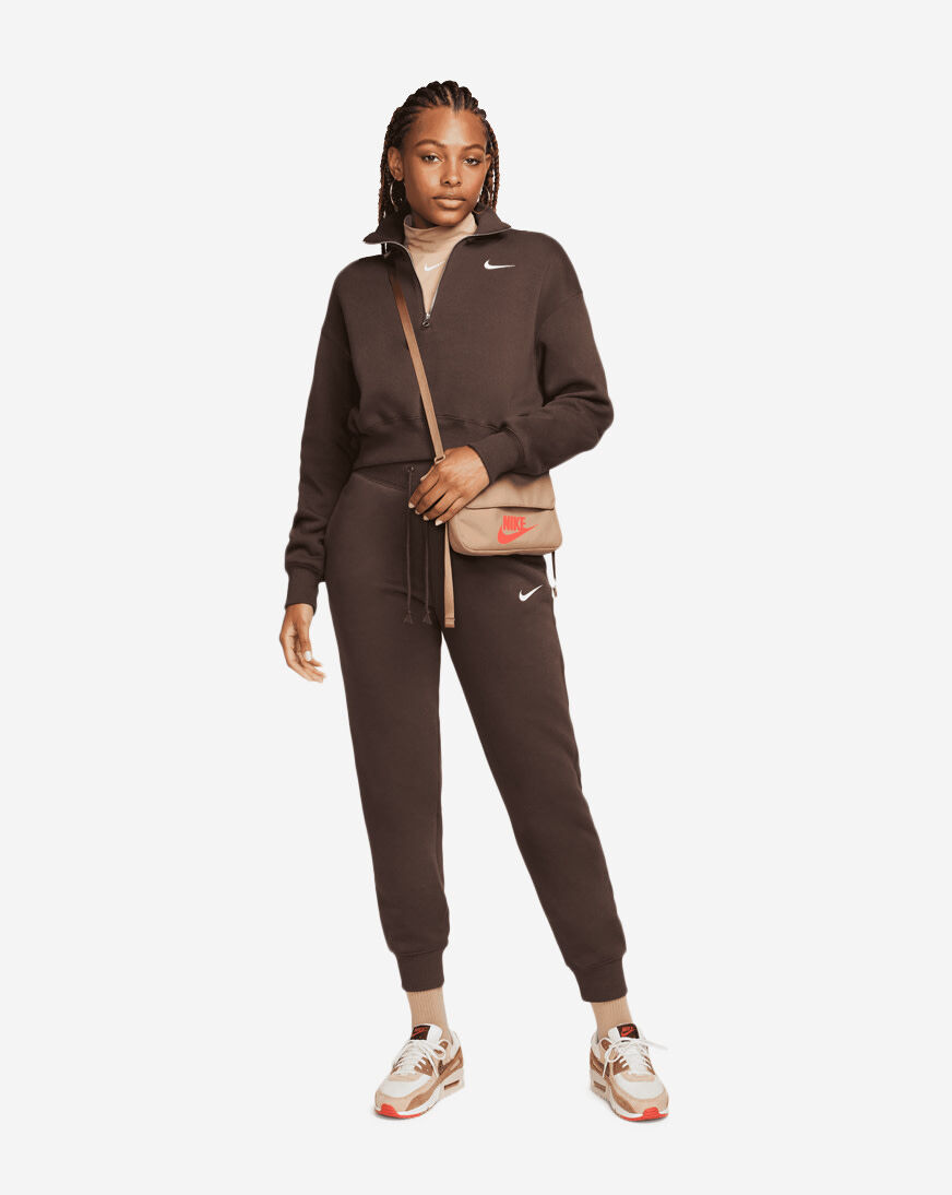 Shop Nike NSW Phoenix Oversized 1/2 Zip Crew DQ5767-237 brown