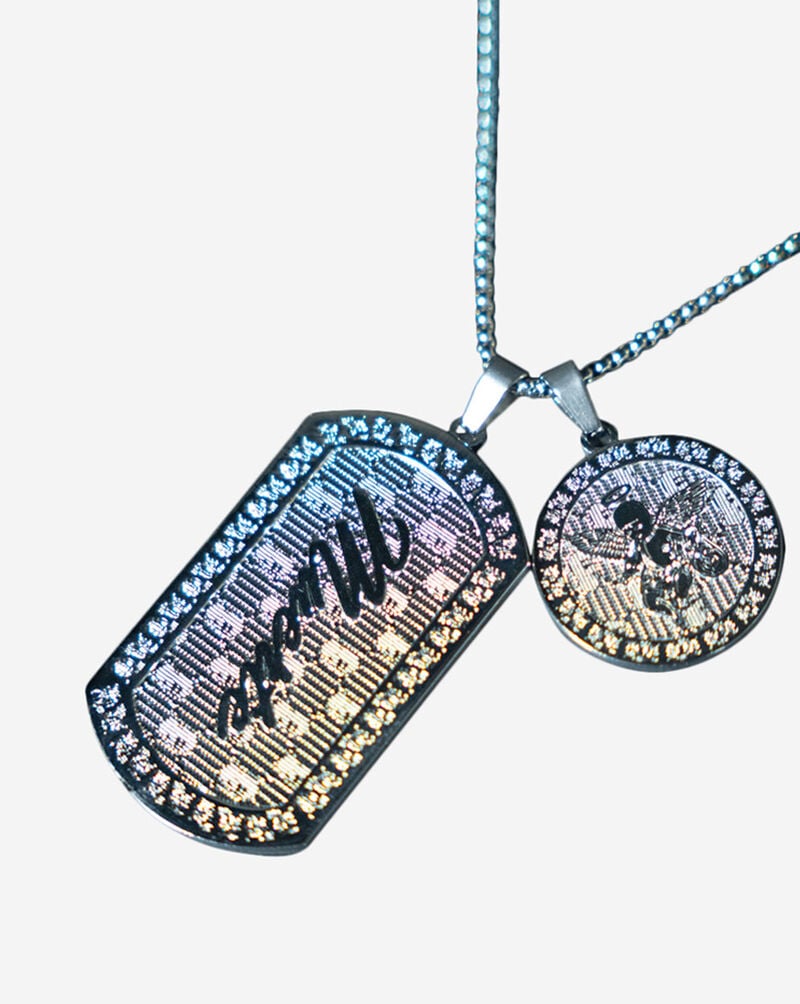 Hasta Muerte MM Angel Muerte Dog Tag and Coin Medallion HM-MMANGELDOGTAG-NECKLACE Multi 1