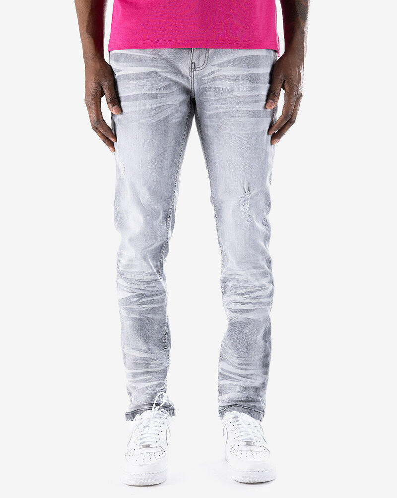 Shop Copper Rivet Basic Rip and Repair Denim Jeans 113001GRY grey