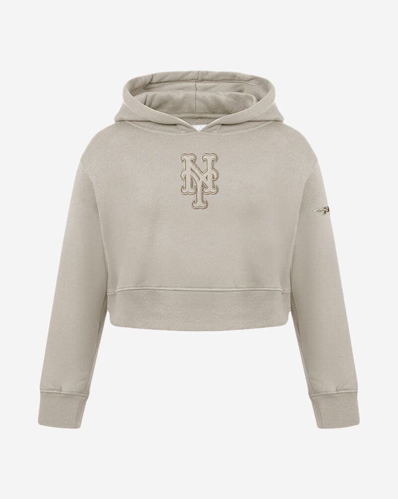 PRO STANDARD Big Girls' New York Mets Neutral Fleece Pull Over Hoodie LNMBC314952-TAU Beige 1