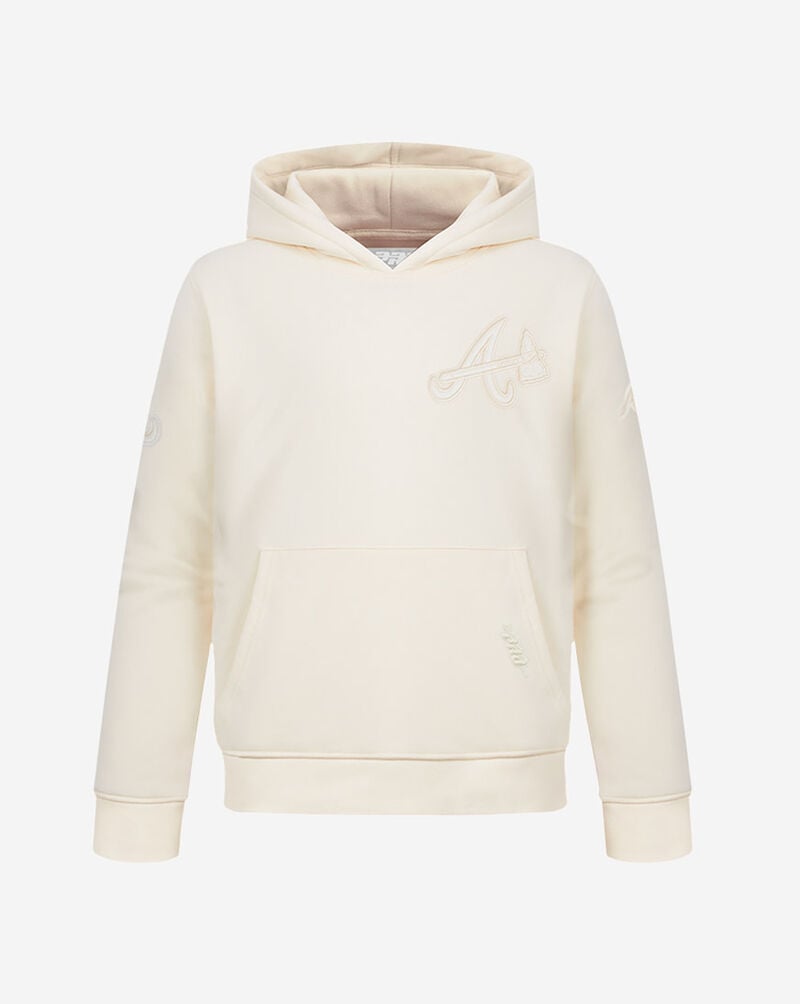 PRO STANDARD Big Boys' Atlanta Braves Neutral Fleece Pull Over Hoodie LABB5315037-EGG cream 1