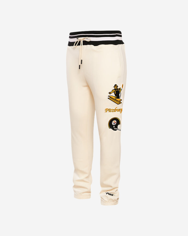 PRO STANDARD Pittsburgh Steelers Retro  Fleece Sweatpant FPS443537-EBK cream 1