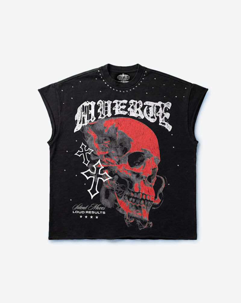 Hasta Muerte Smoke Skull Cut Off Crop Tee HM-SMLRSMOKESKULLCROP-TEE-BLACK Black 1