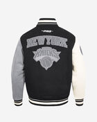 PRO STANDARD New York Knicks Reverse French Terry Color Block Wool Varsity Jacket BNK6515854-BGE Black 3