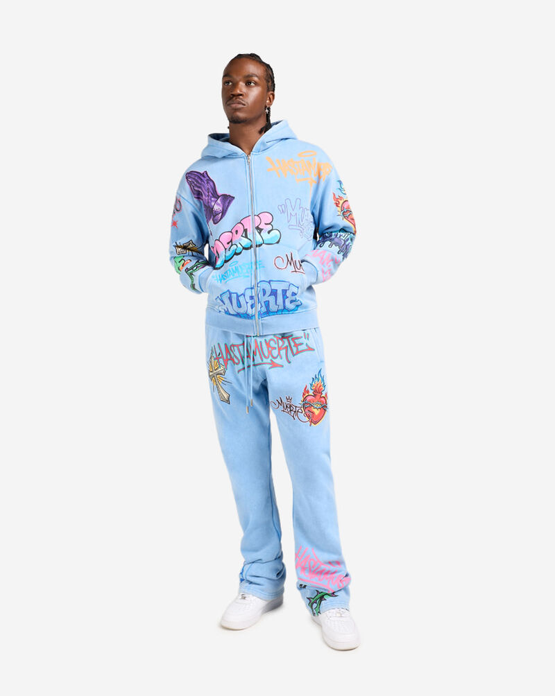 Hasta Muerte Hasta Air Brush Hoodie  HASTAARBRUSH26-BLU Blue 4