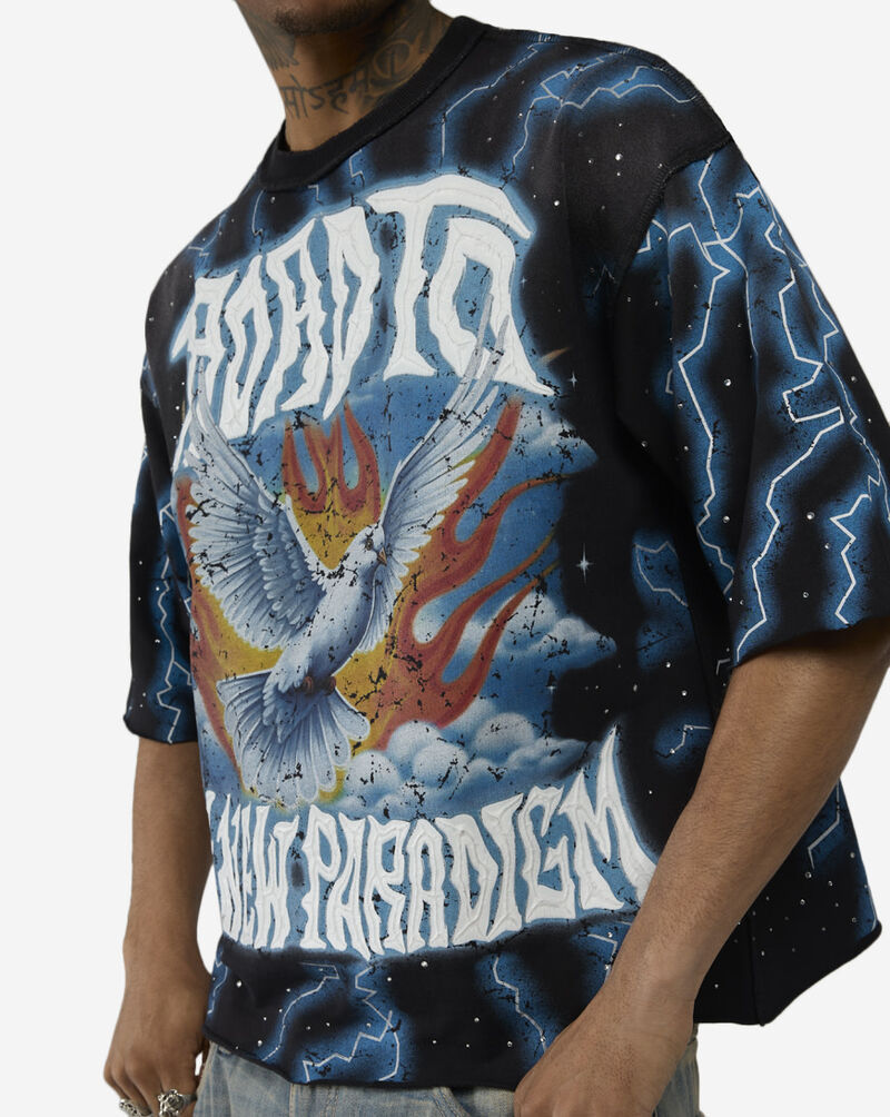 First Row Road to the New Paradigm Mini Terry Cropped Tee FRM1048S-BLK Black 3