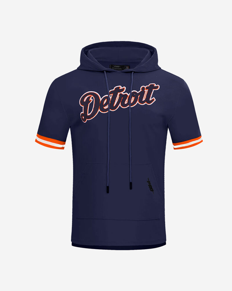 PRO STANDARD Detroit Tigers Classic Chenille Double Knit Short Sleeve Pull Over Hoodie  LDT135076-MDO Blue 1