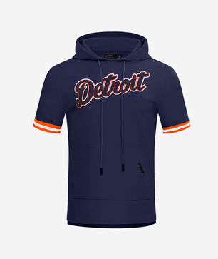Detroit Tigers Classic Chenille Double Knit Short Sleeve Pull Over Hoodie 