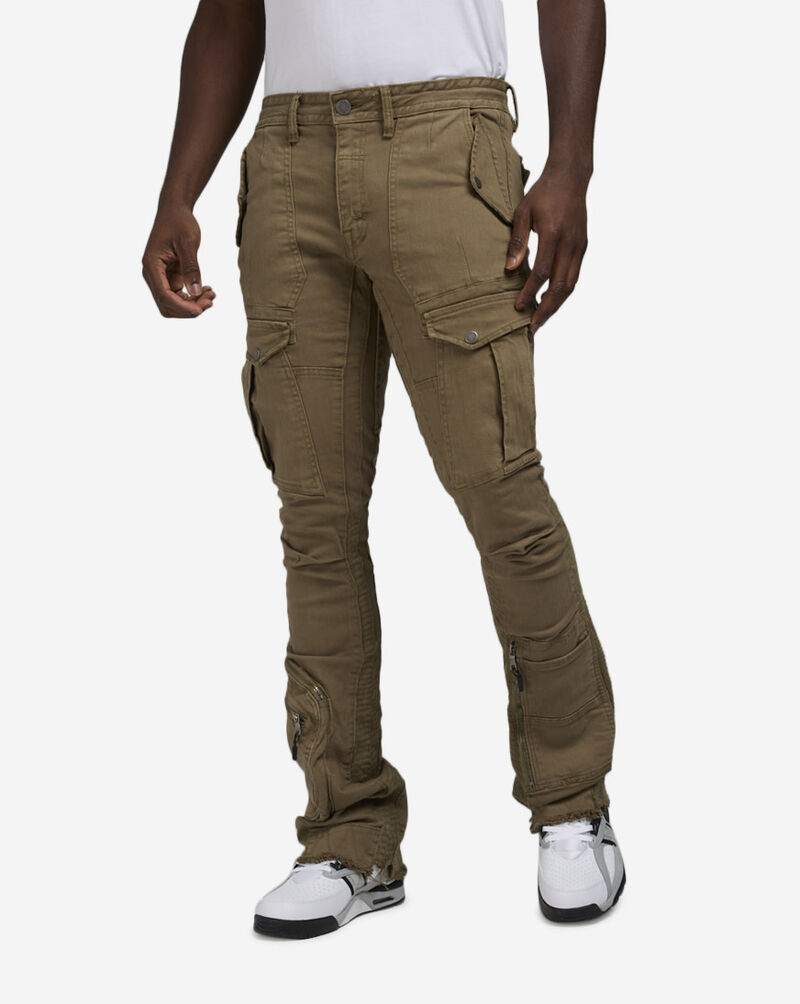 Stacked Herringbone Twill Cargo Pants