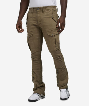 Stacked Herringbone Twill Cargo Pants