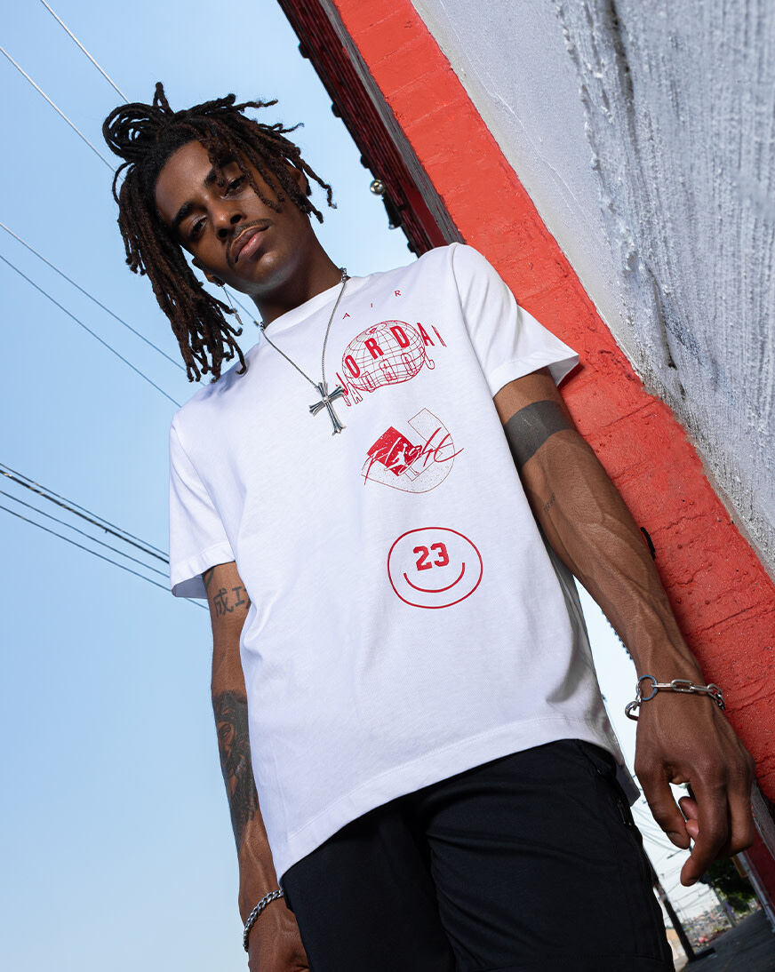 Shop Jordan Brand Logo Stack Tee FN6027-100 white | SNIPES USA