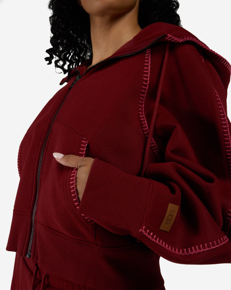 UGG Balloon Sleeve Full Zip Fleece Hoodie 1180556-CFB Red 4