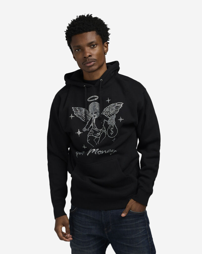 Hasta Muerte Get Money Rhinestone Hoodie HMANGLSTNEHD-BLK Black 1