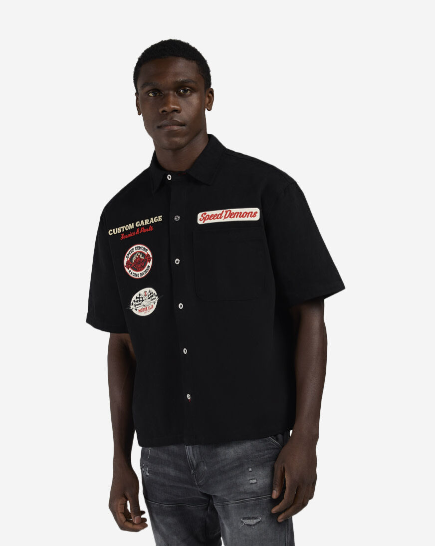 Shop Decibel Motorcycle Woven Top SSWT004-BLK black | SNIPES USA