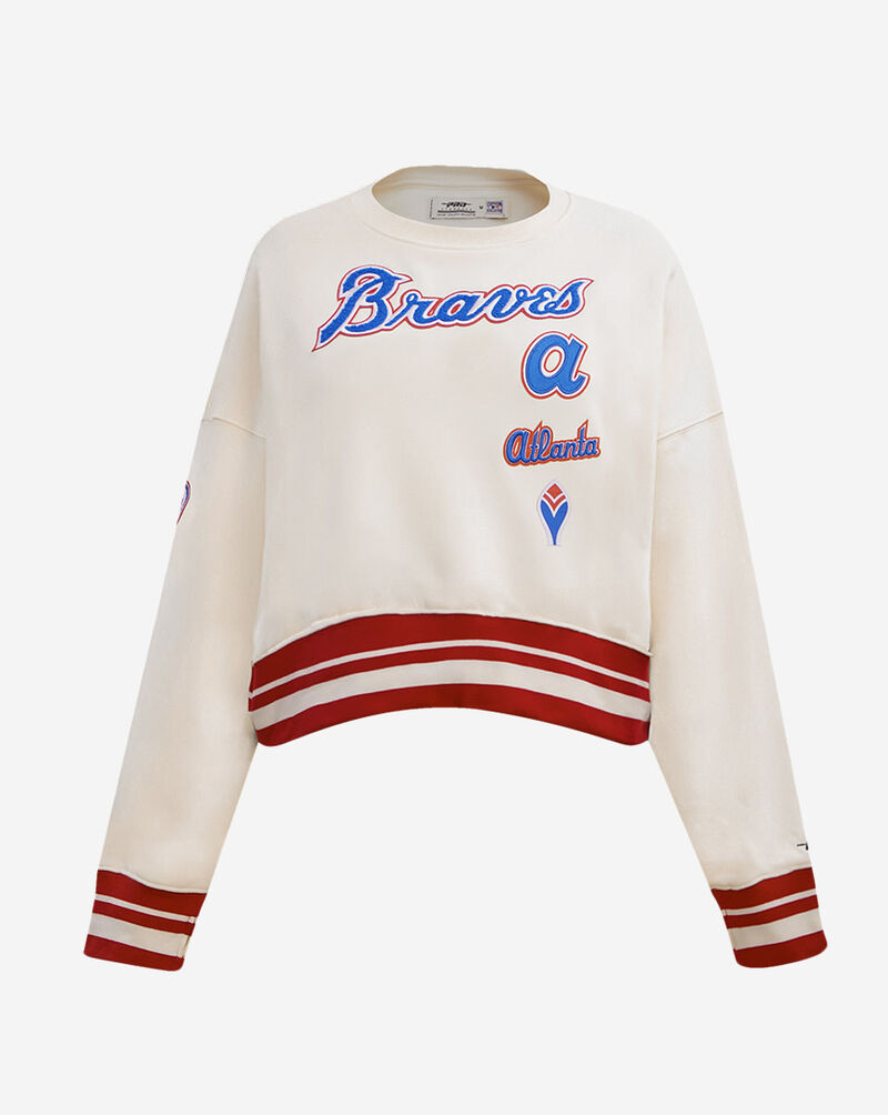 PRO STANDARD Atlanta Braves Retro Classic Rib Fleece Crewneck LABC314507-ERD cream 1